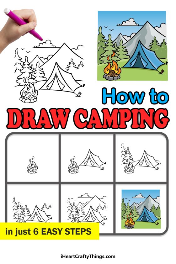 Camping Drawing How To Draw Camping Step By Step