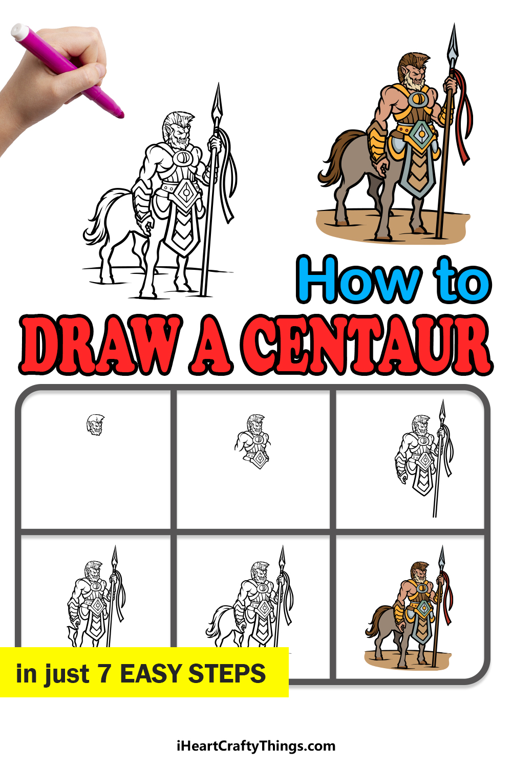 how to draw a Centaur in 7 easy steps