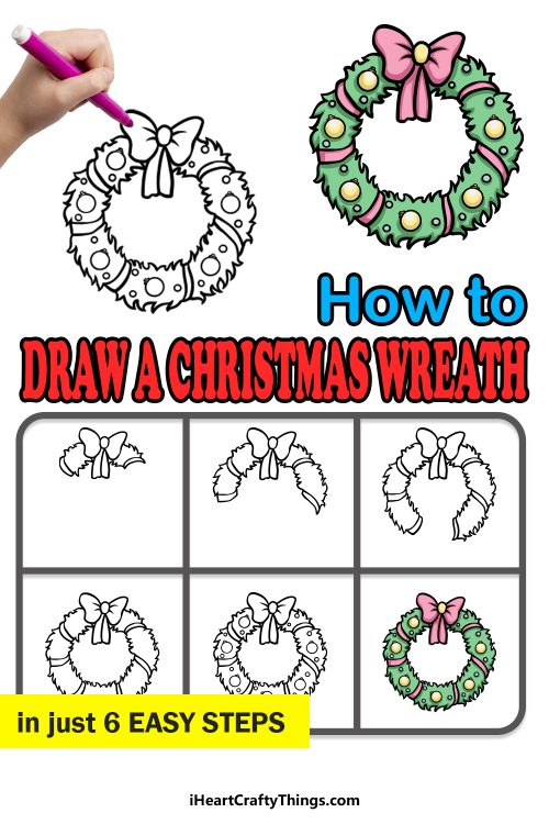 Christmas Wreath Drawing - How To Draw A Christmas Wreath Step By Step