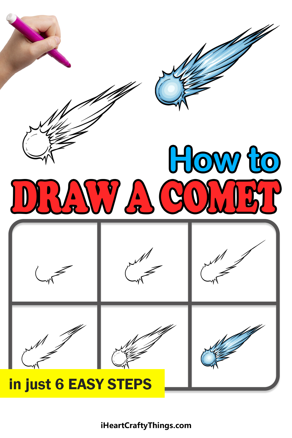 how to draw a comet in 6 easy steps
