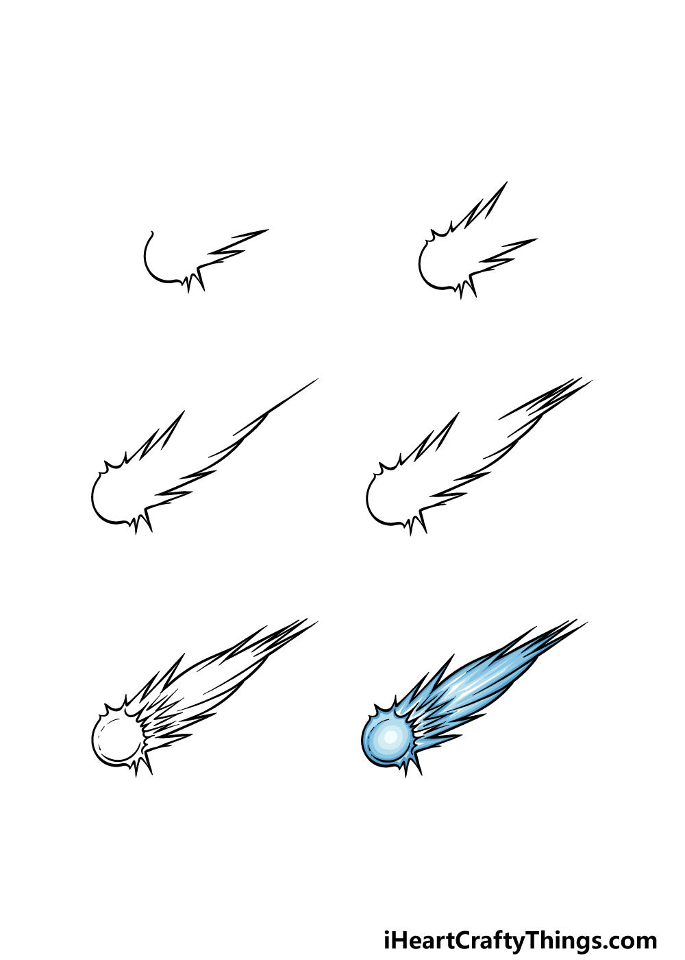 how to draw a comet in 6 steps