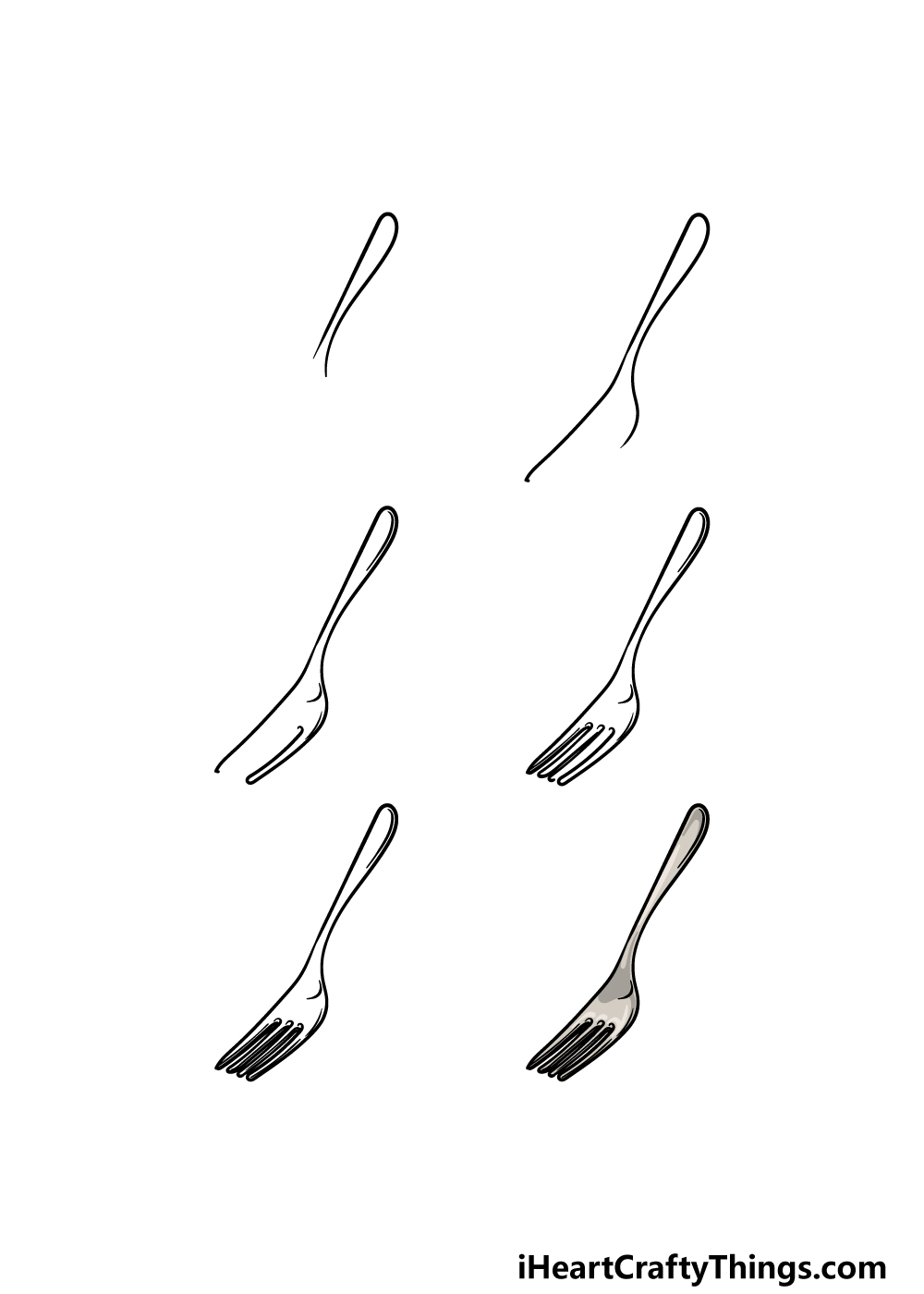 how to draw a fork in 6 steps