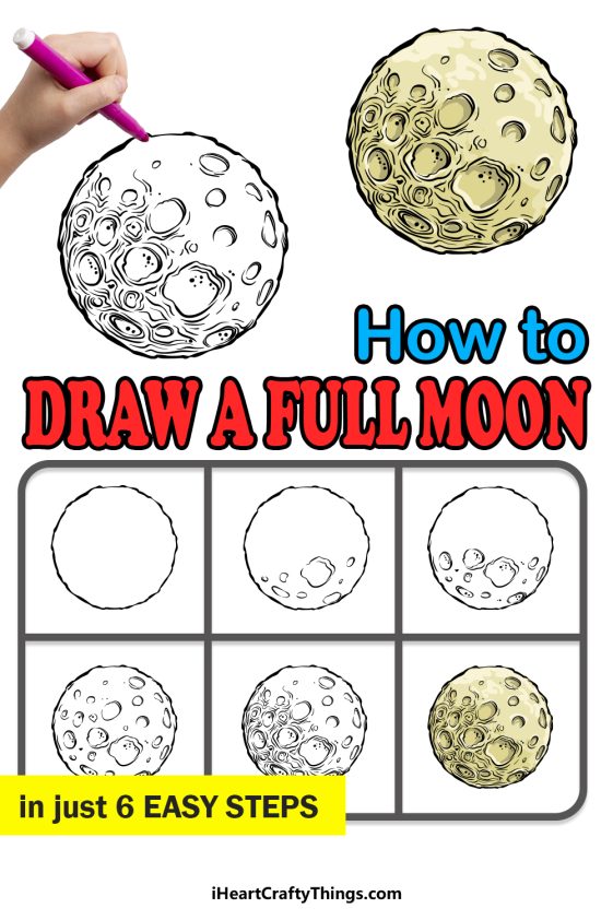 Full Moon Drawing - How To Draw A Full Moon Step By Step