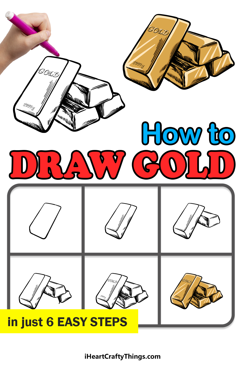 how to draw gold in 6 easy steps