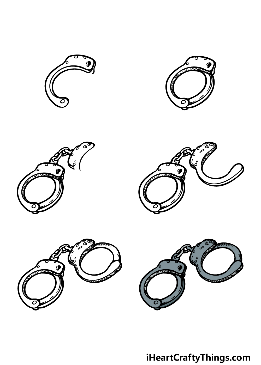 how to draw handcuffs in 6 steps