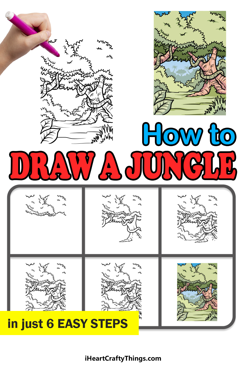 how to draw a jungle in 6 easy steps