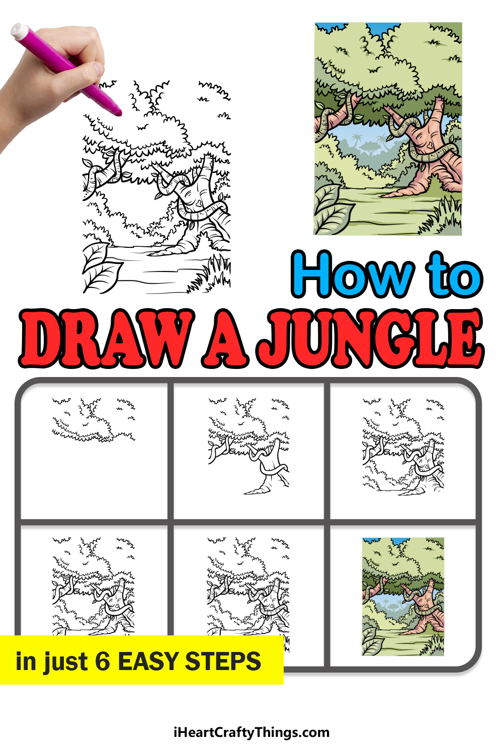 Easy Jungle Drawing For Kids