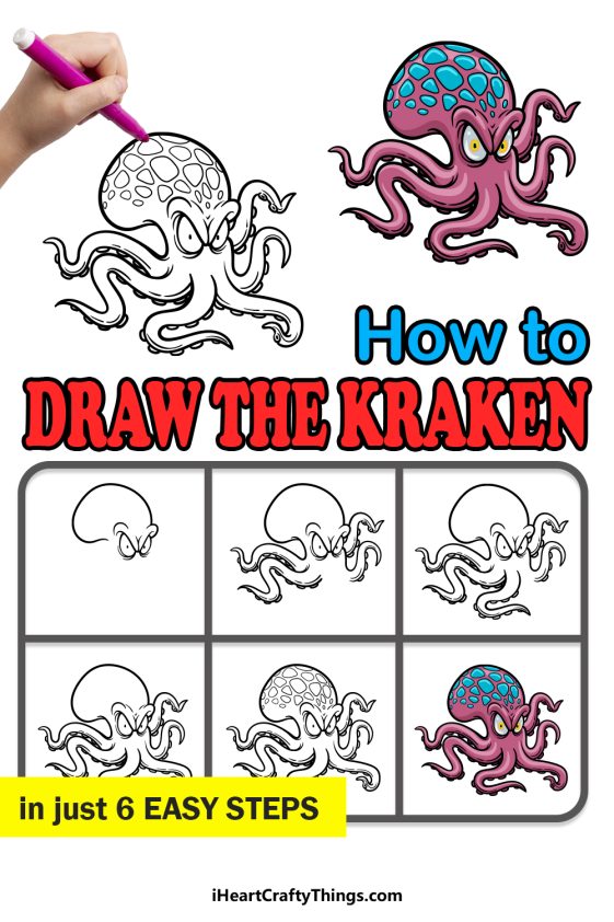 Kraken Drawing - How To Draw The Kraken Step By Step