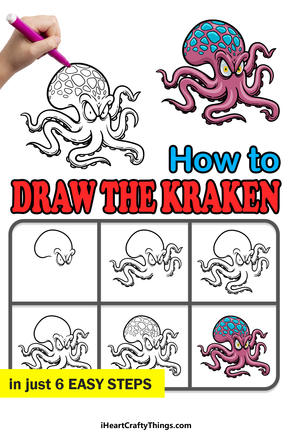 how to draw the kraken in 6 easy steps