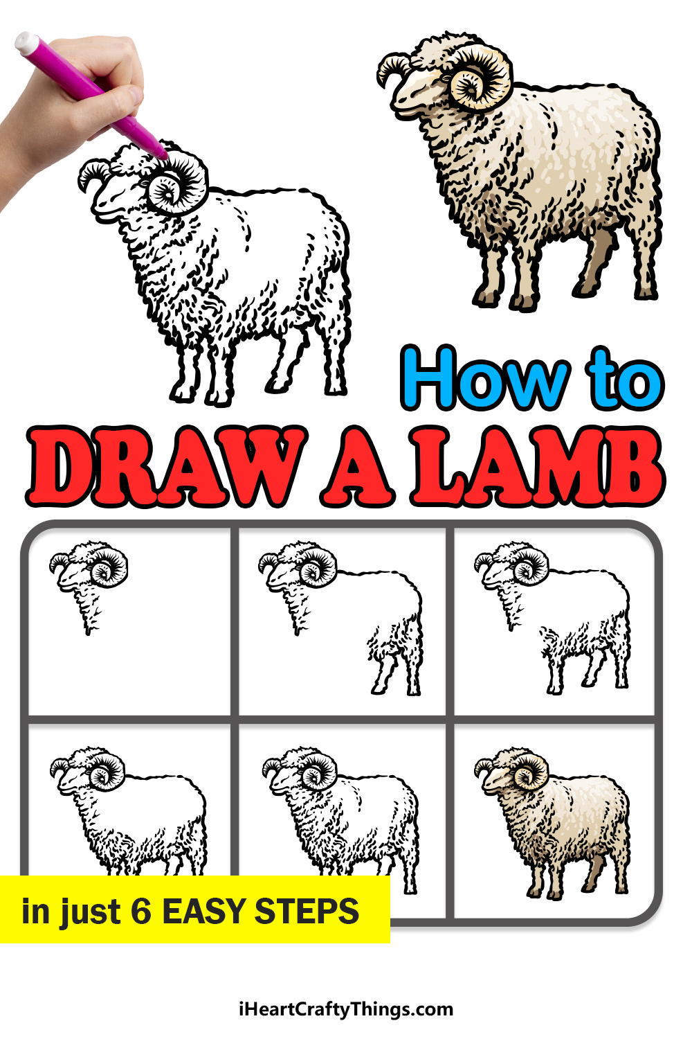 how to draw a ram in 6 easy steps