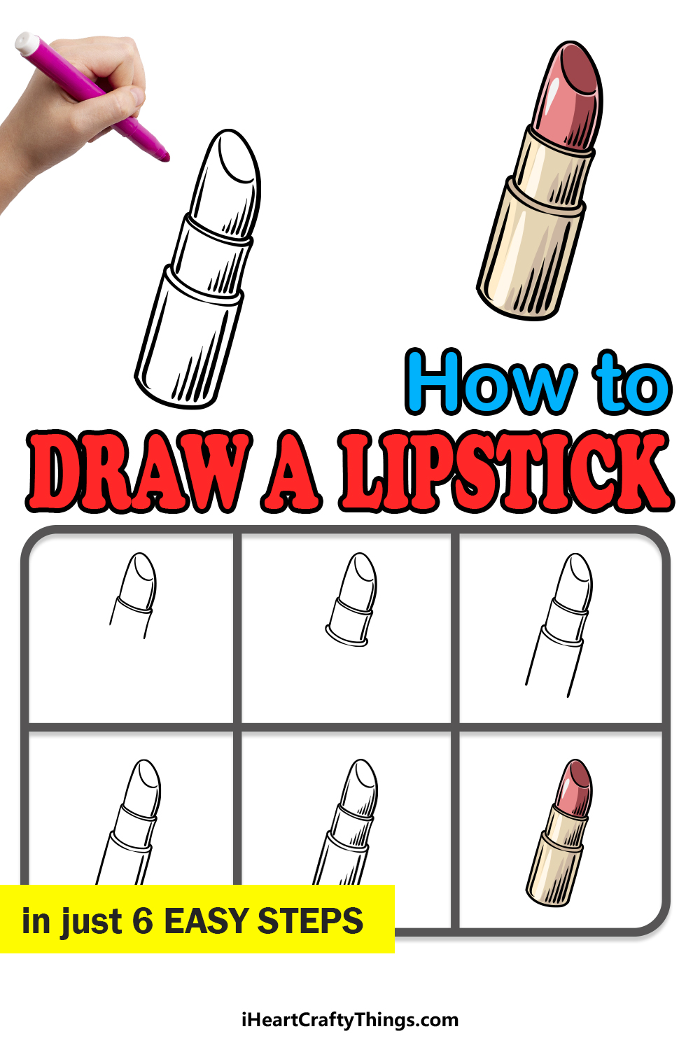 how to draw a lipstick in 6 easy steps
