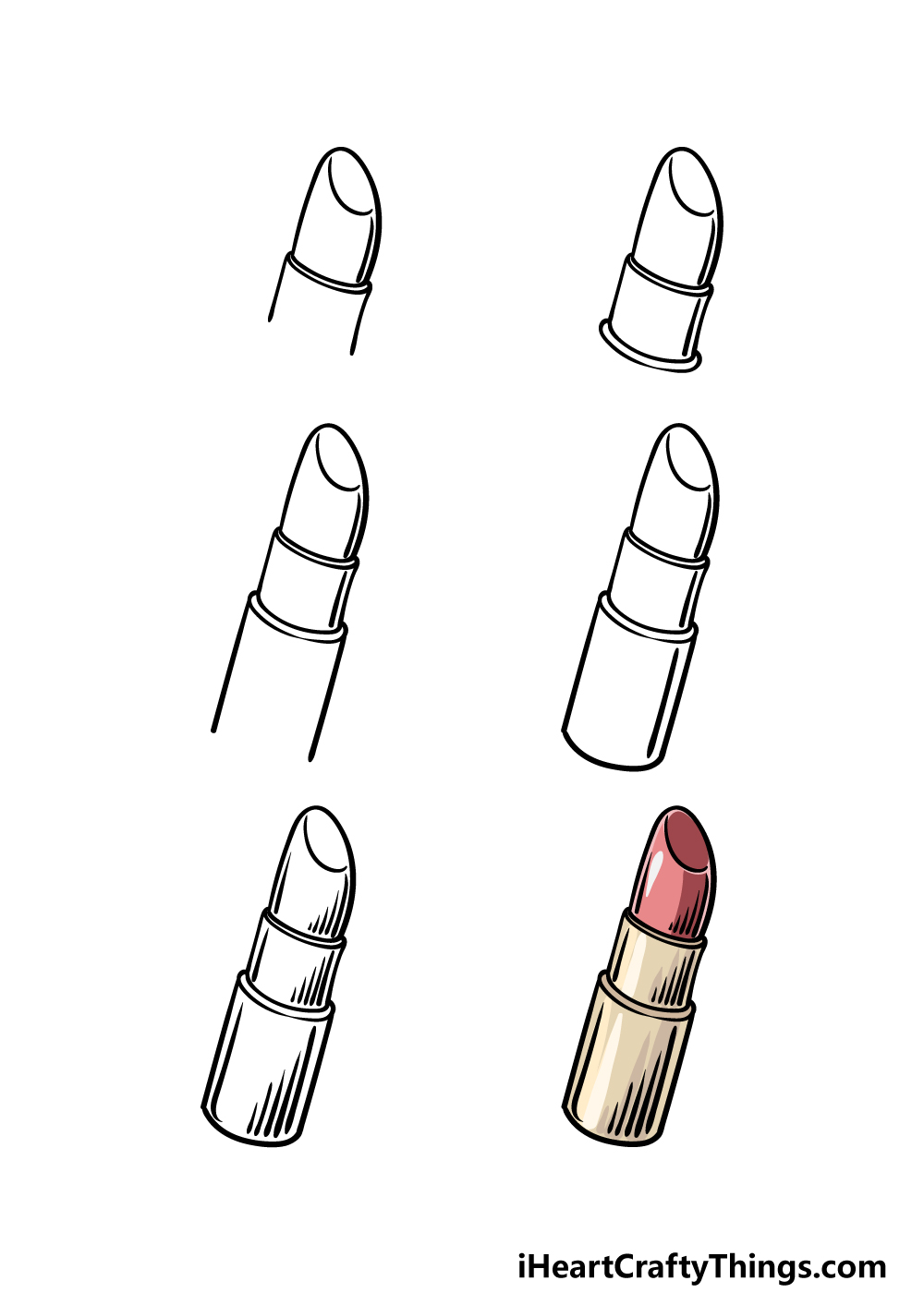 how to draw a lipstick in 6 steps