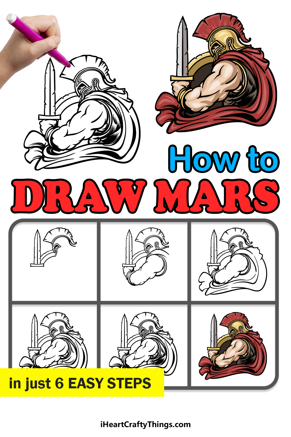 how to draw Mars in 6 easy steps