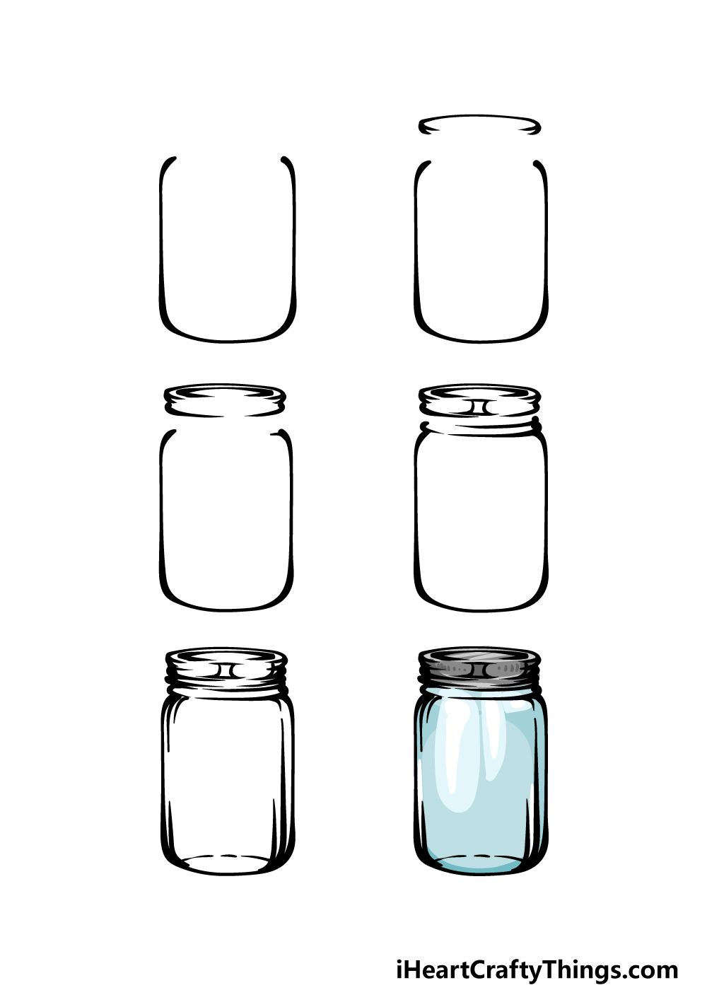 how to draw a mason jar in 6 steps