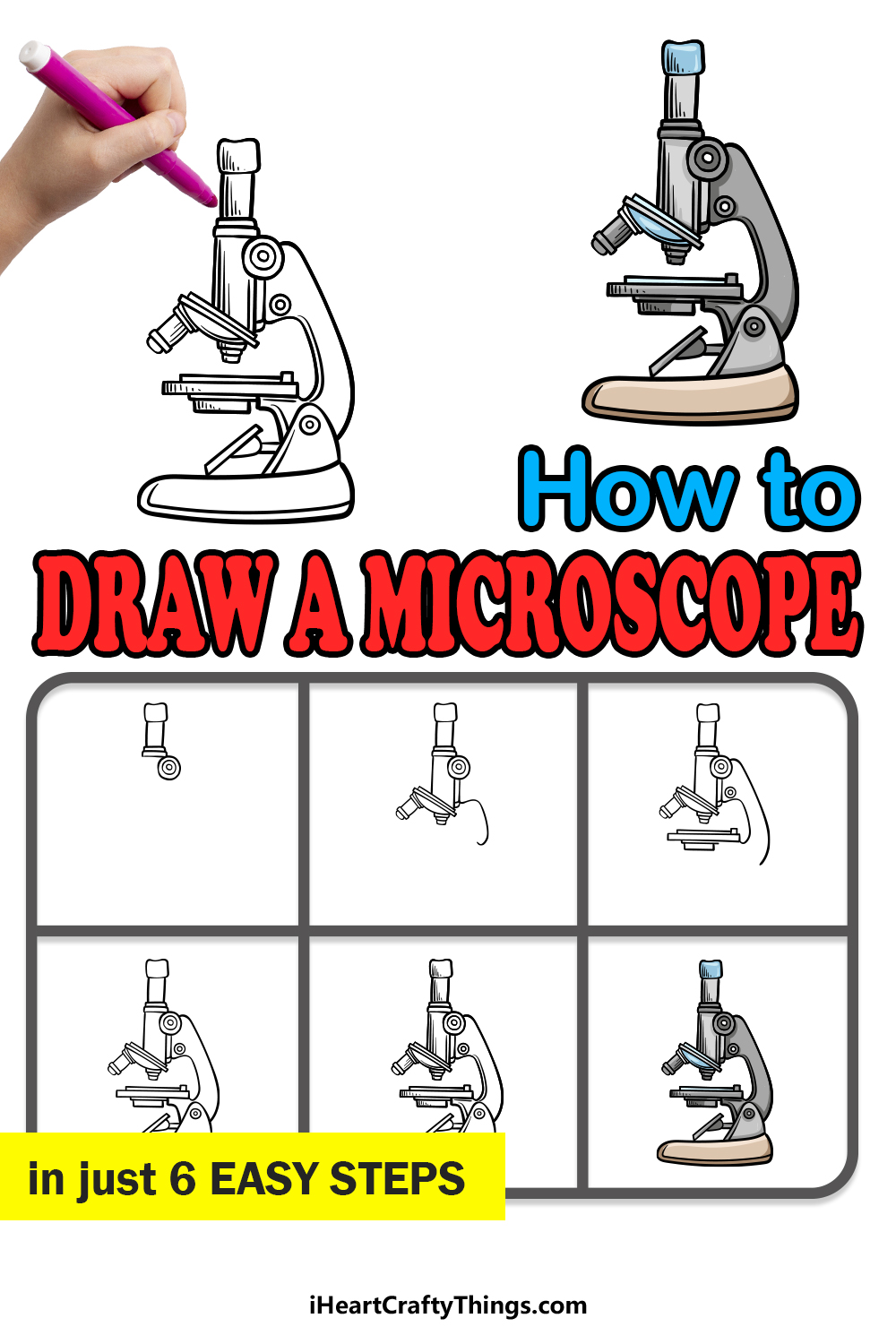 how to draw a microscope in 6 easy steps