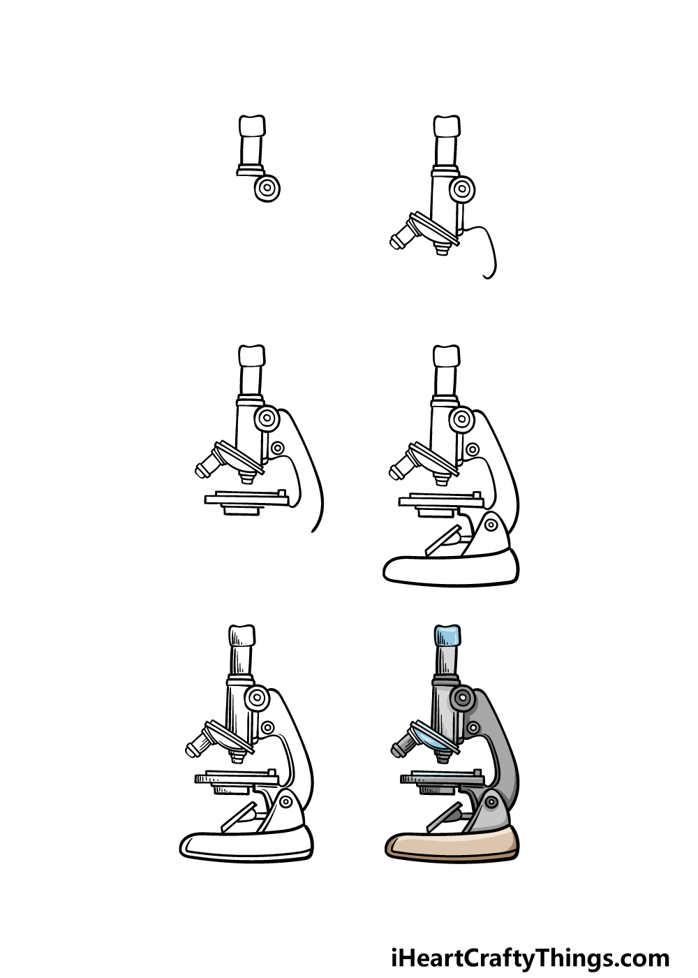 how to draw a microscope in 6 steps