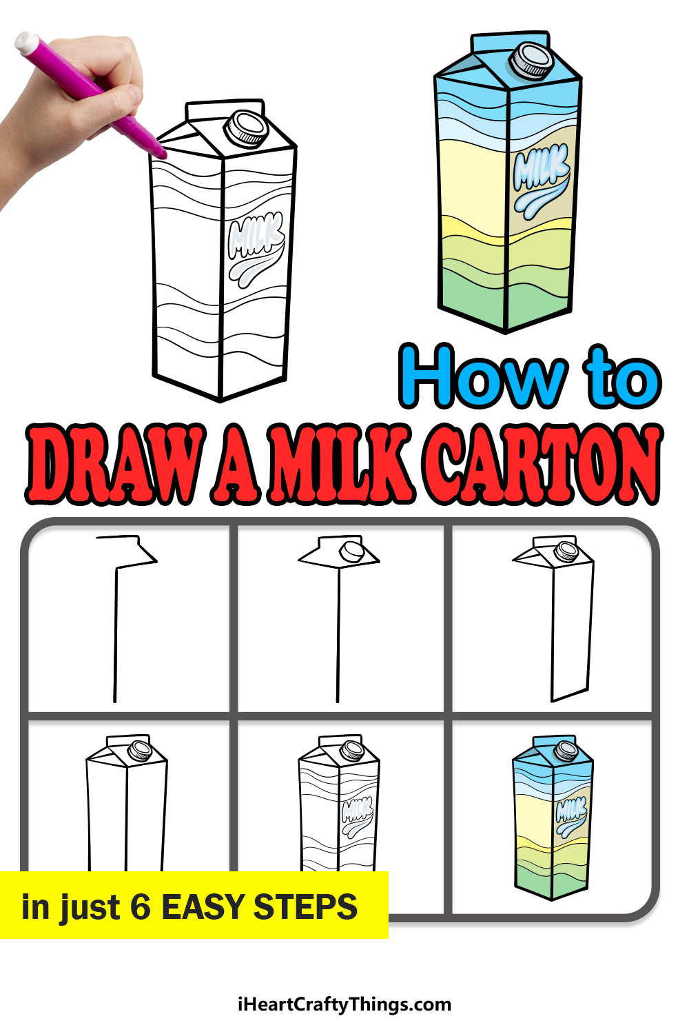 how to draw a milk carton in 6 easy steps