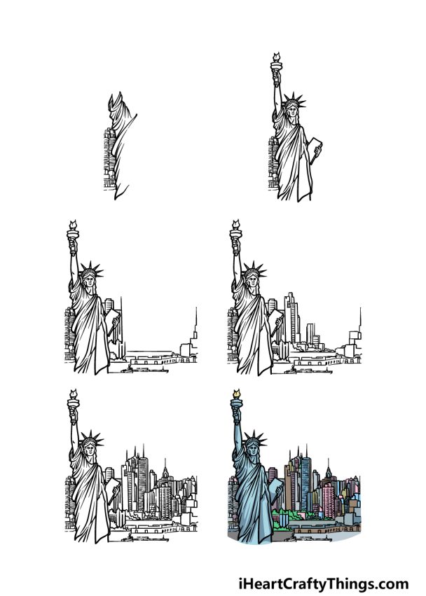 New York Drawing How To Draw New York Step By Step 3835