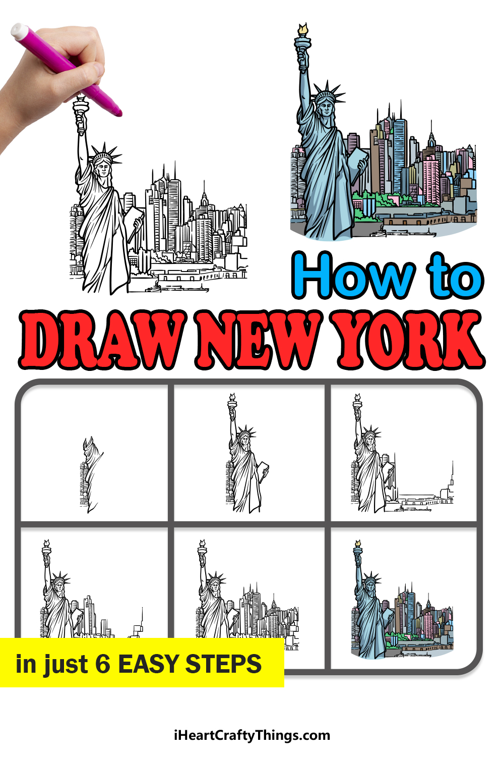 how to draw New York in 6 easy steps