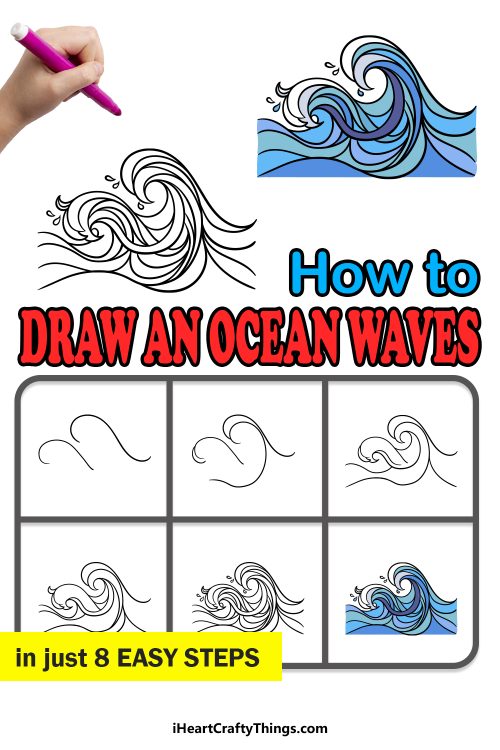 Ocean Waves Drawing - How To Draw Ocean Waves Step By Step