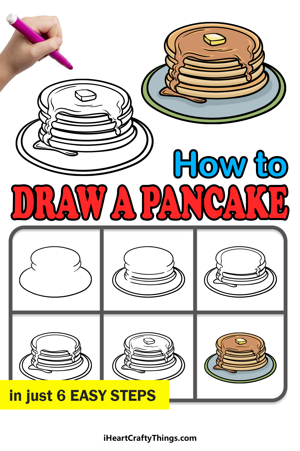how to draw a pancake in 6 easy steps