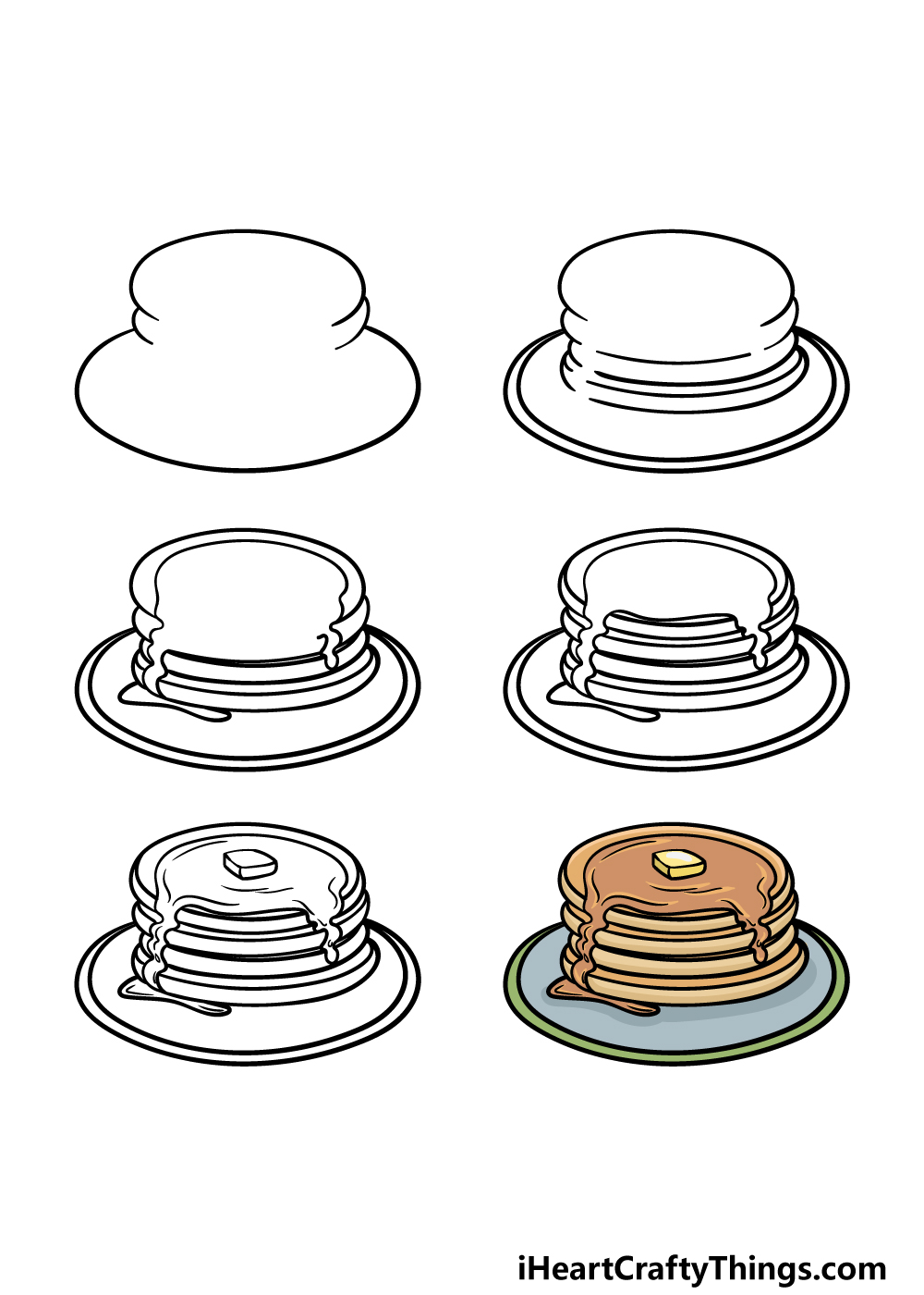 how to draw a pancake in 6 steps