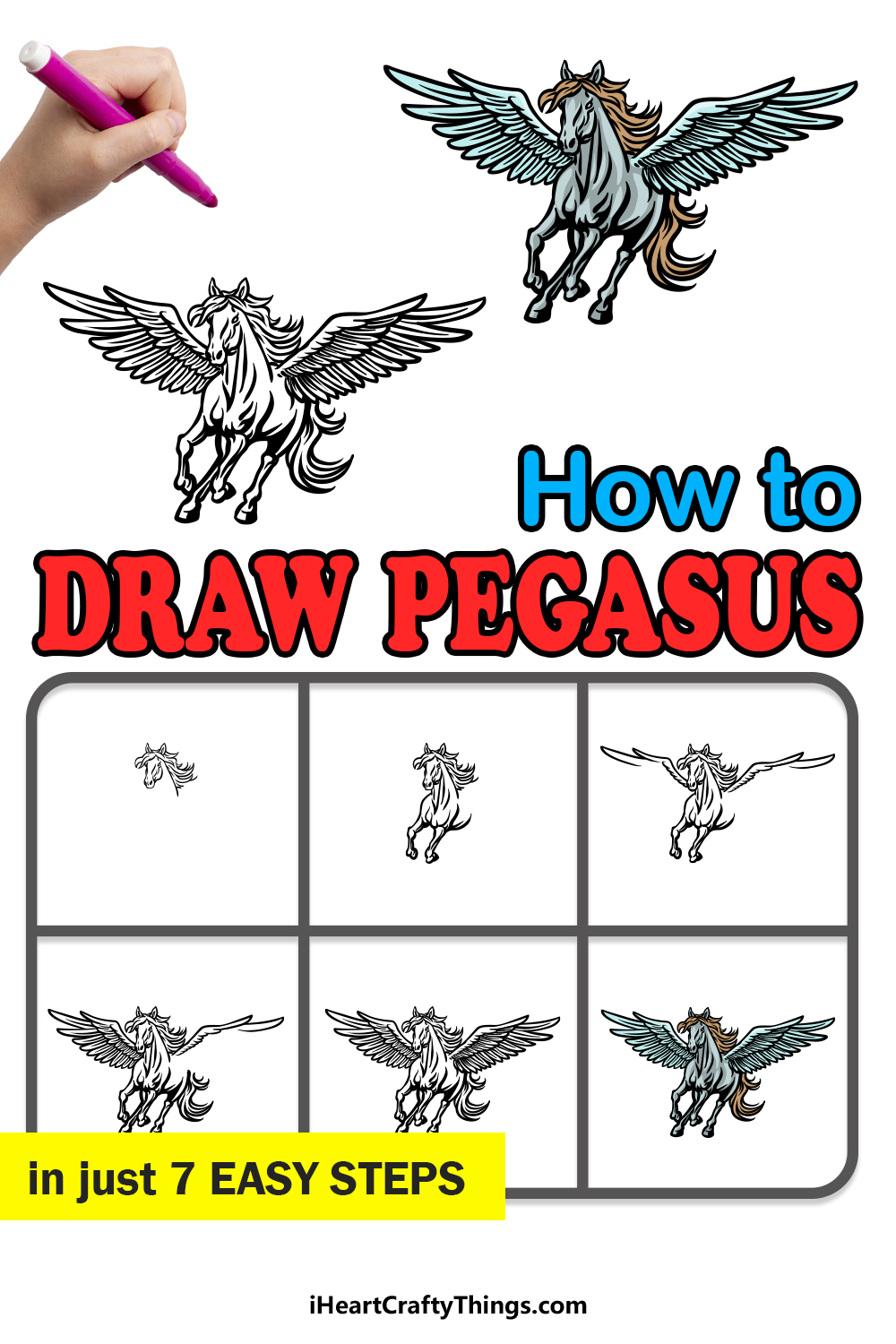 How To Draw A Pegasus Flying Step By Step