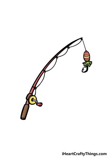 how to draw a fishing pole image
