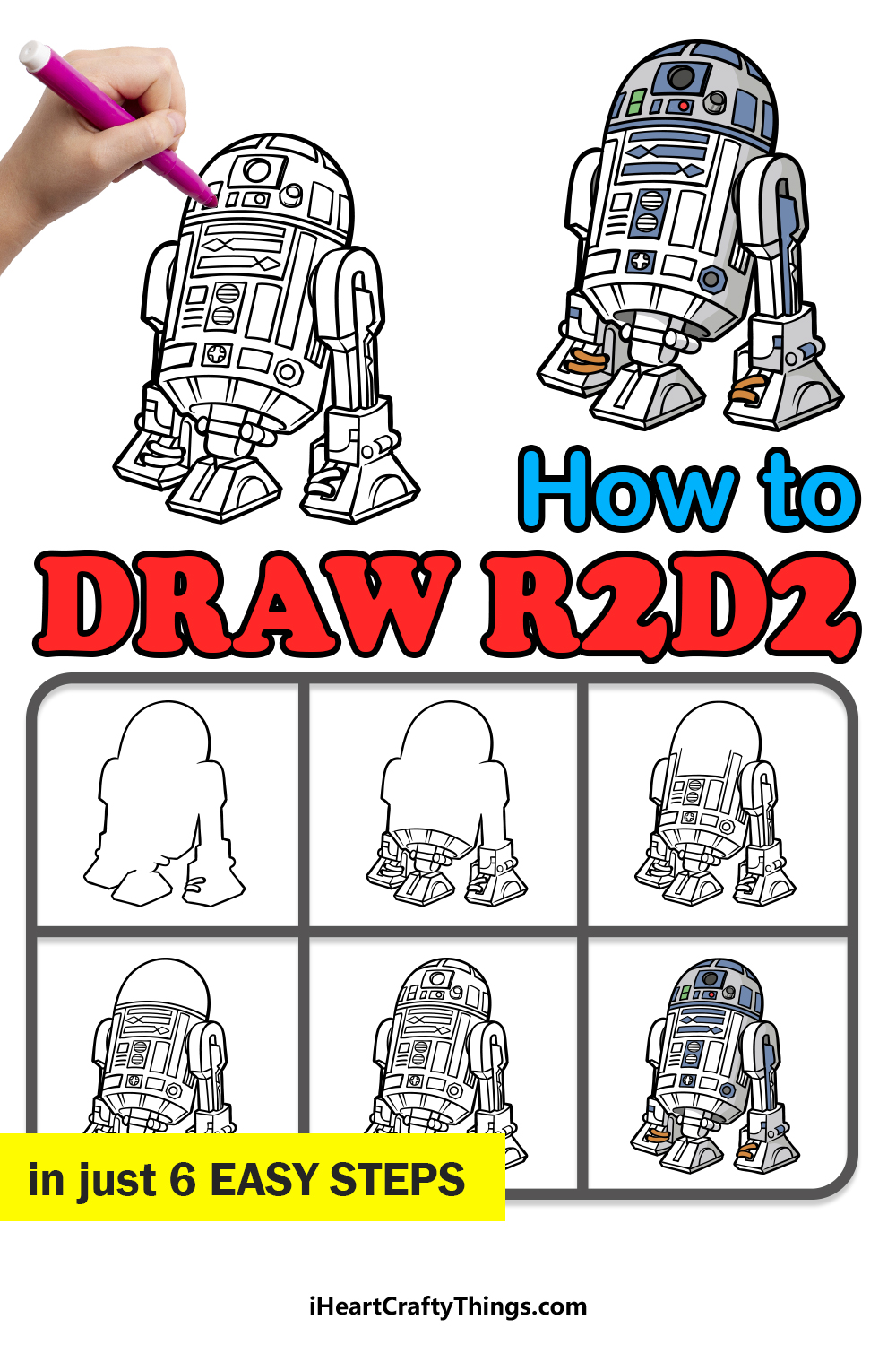how to draw R2D2 in 6 easy steps