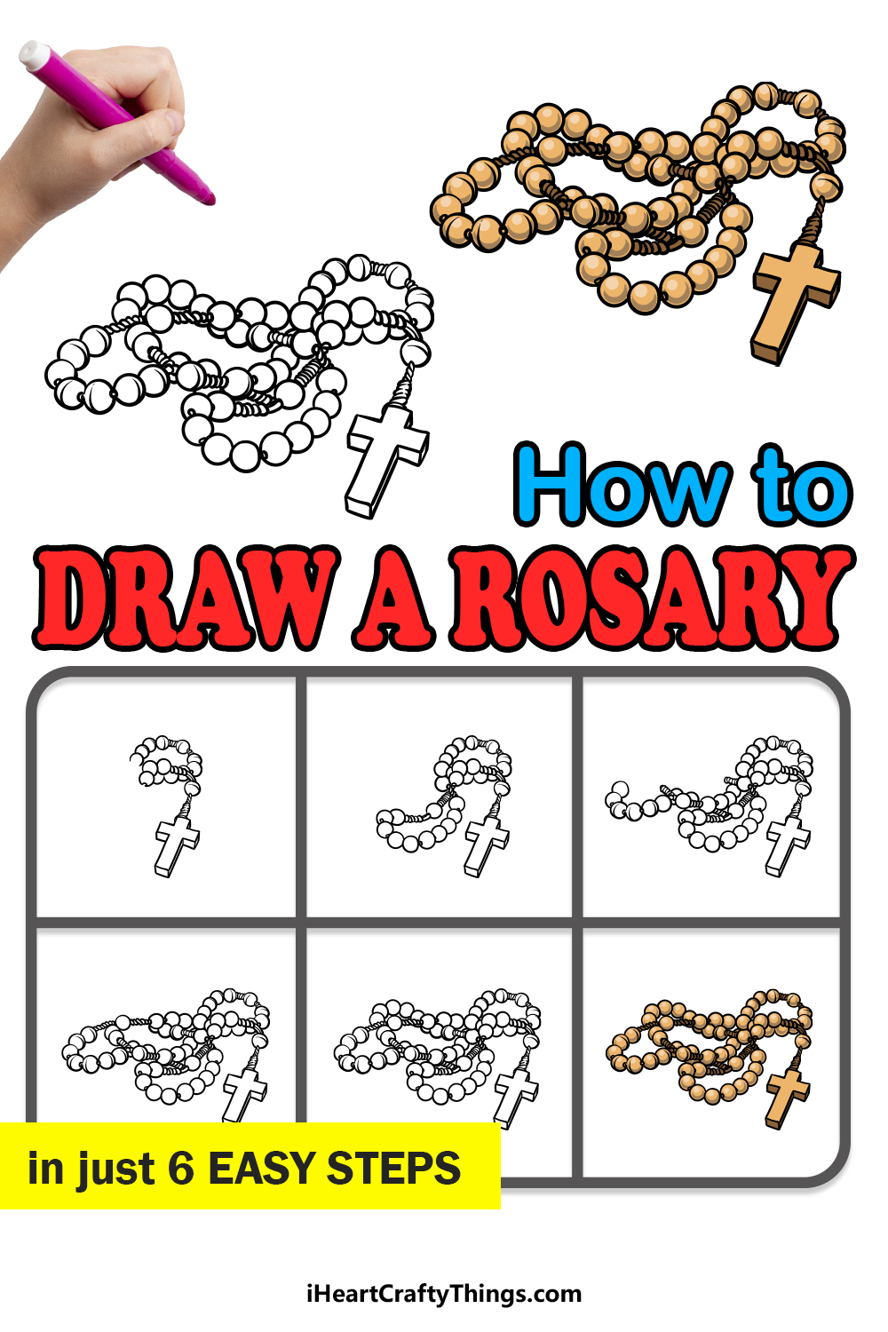 how to draw a rosary in 6 easy steps