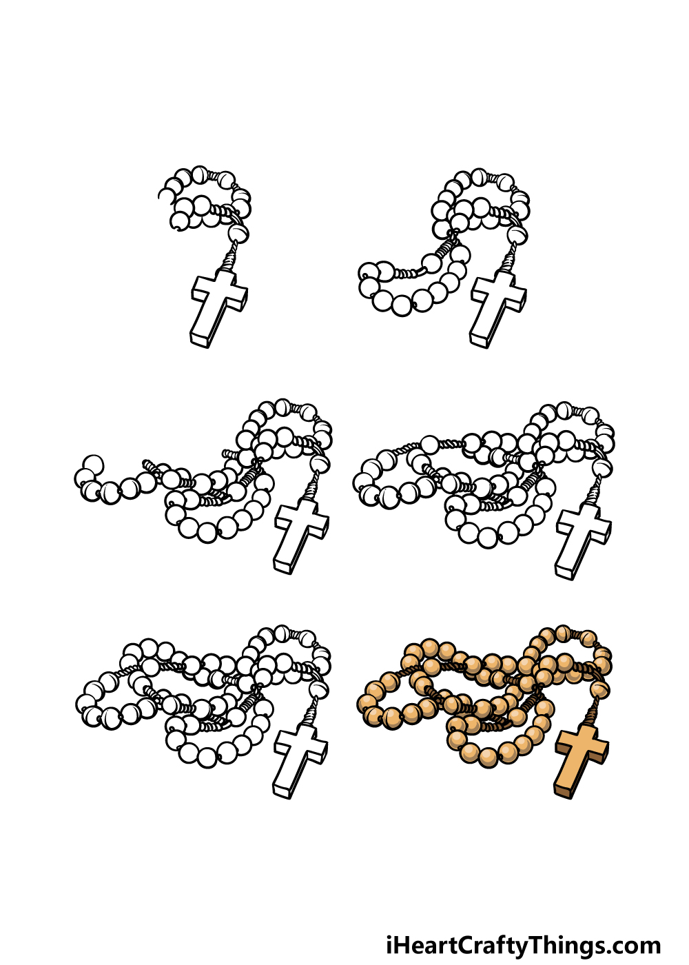 how to draw a rosary in 6 steps