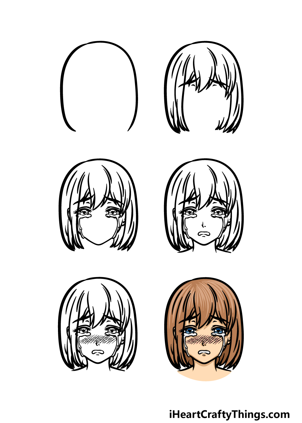 how to draw a sad anime in 6 steps