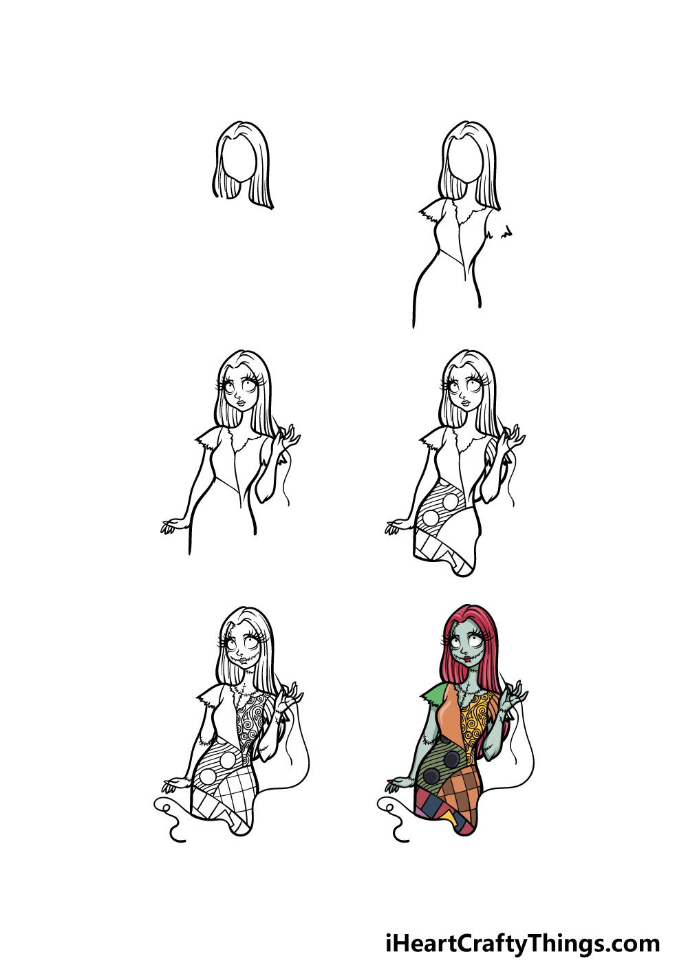 how to draw Sally in 6 steps