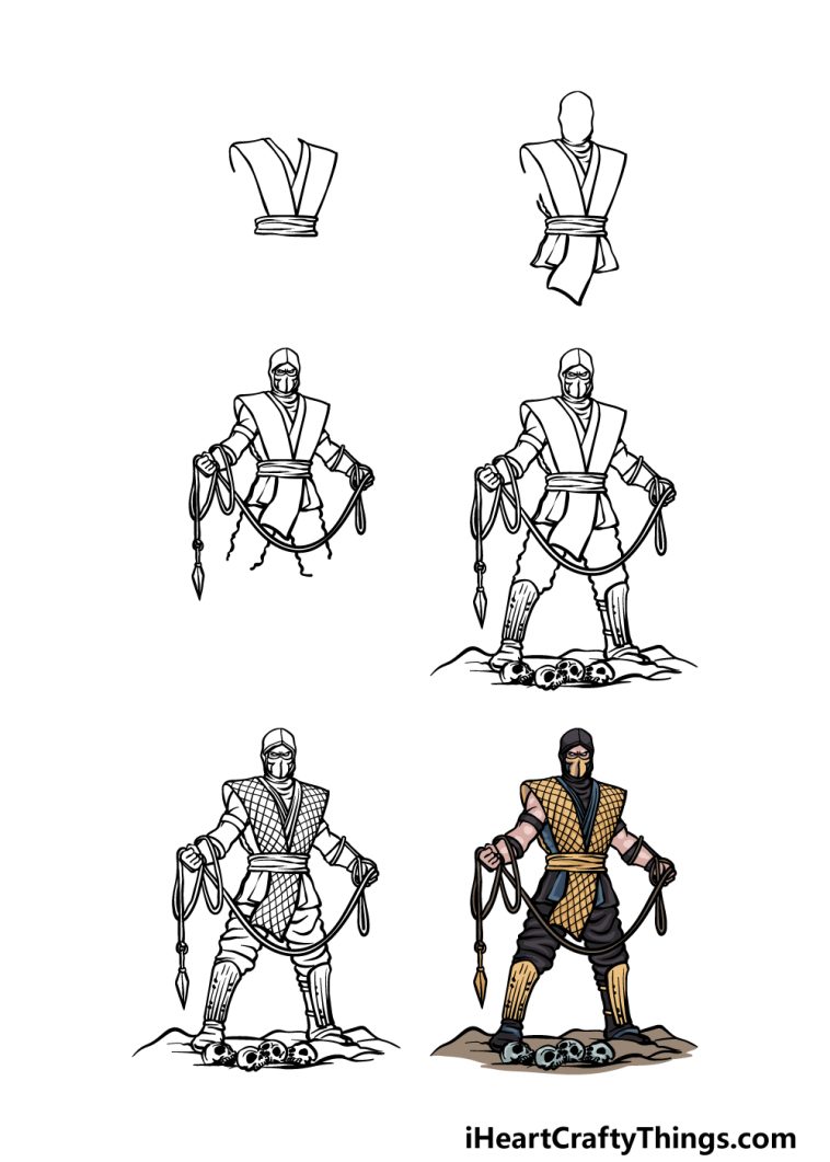 Scorpion From Mortal Kombat Drawing How To Draw Scorpion From Mortal Kombat Step By Step 8902