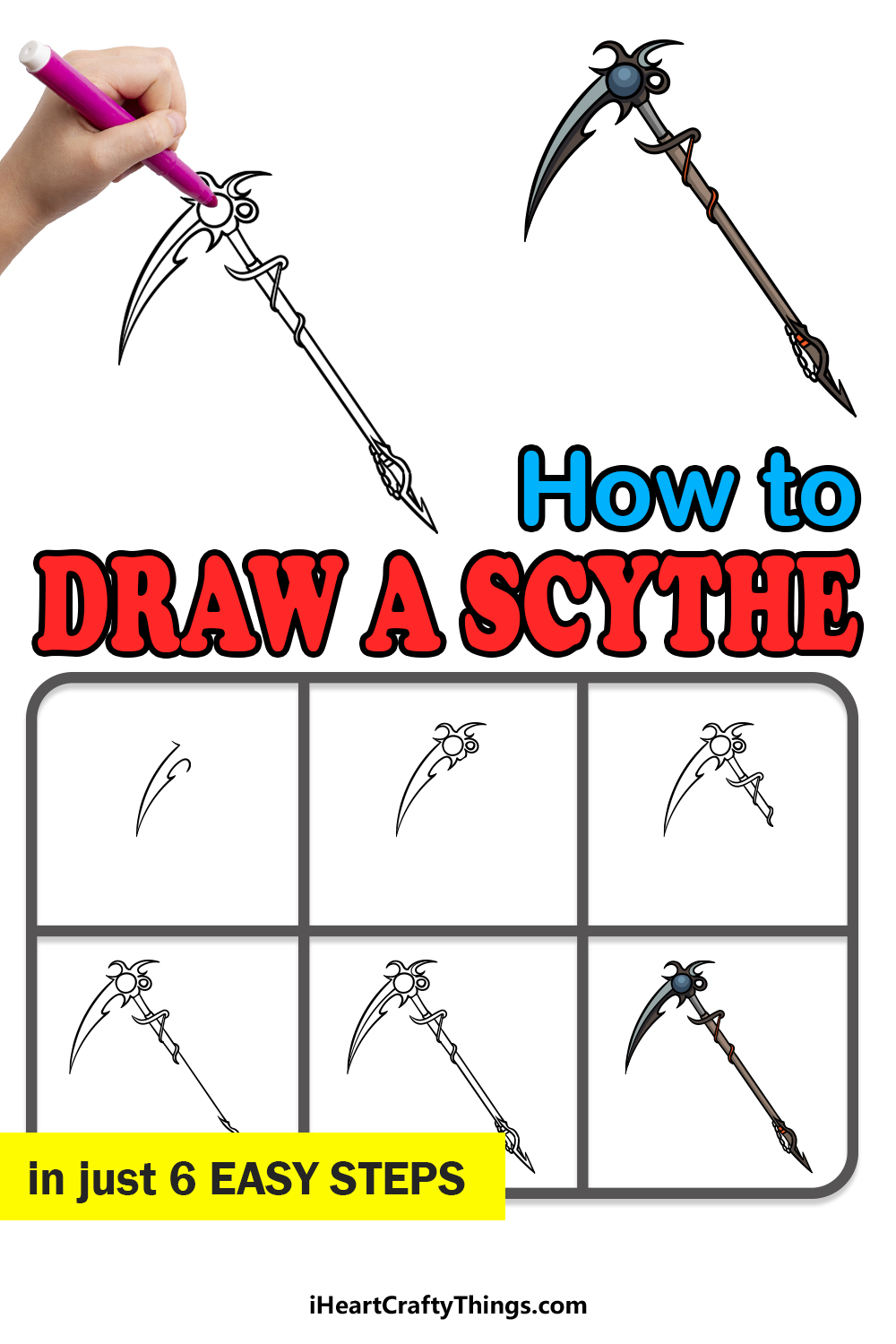 how to draw a scythe in 6 easy steps