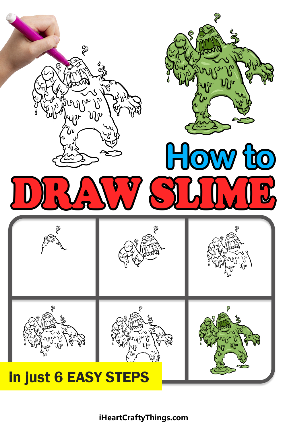 how to draw Slime in 6 easy steps