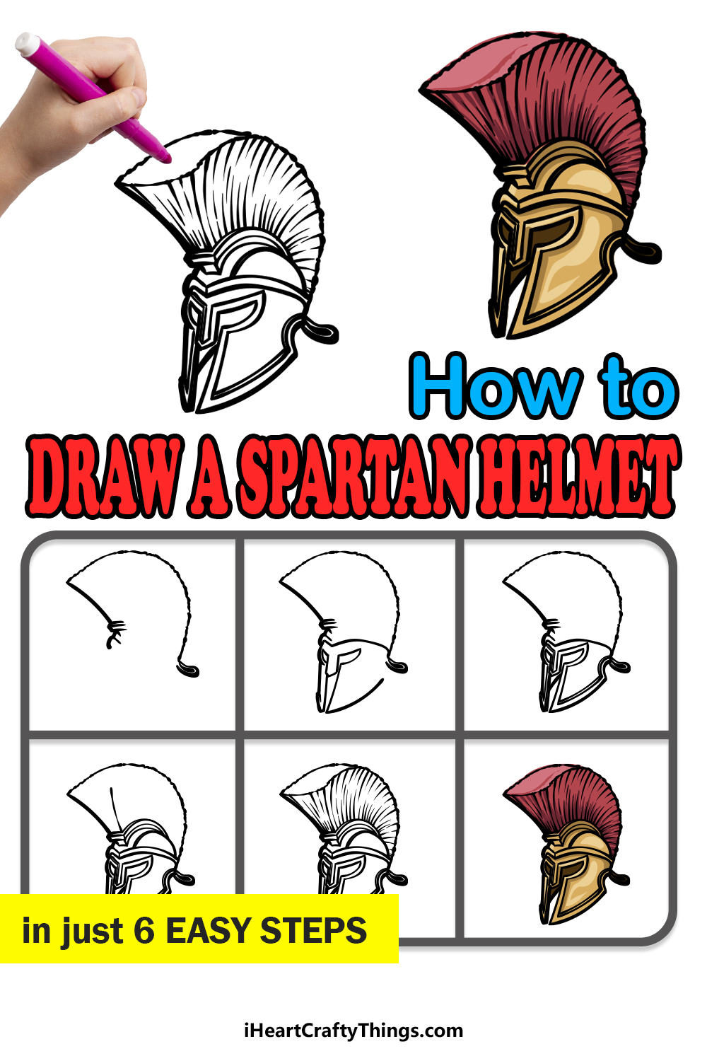 how to draw a Spartan Helmet in 6 easy steps