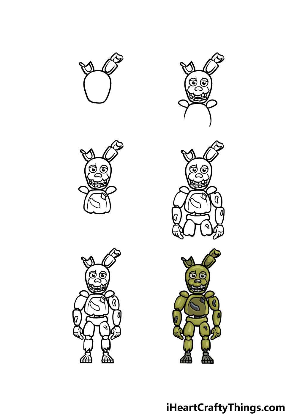 How to Draw Springtrap in 6 steps