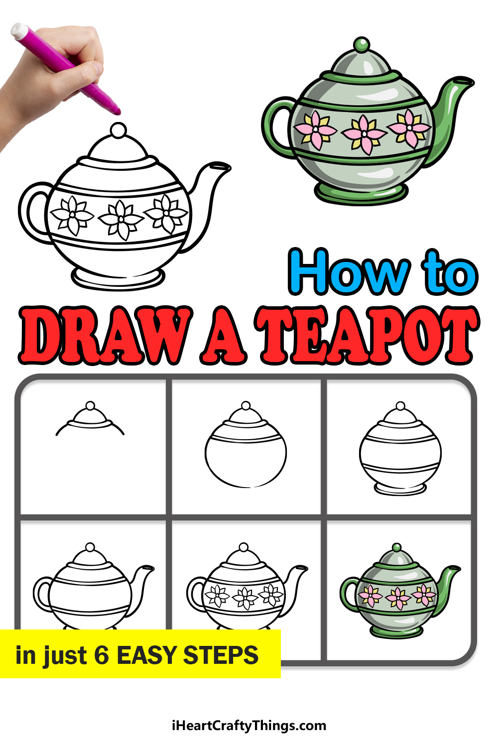 how to draw a teapot in 6 easy steps