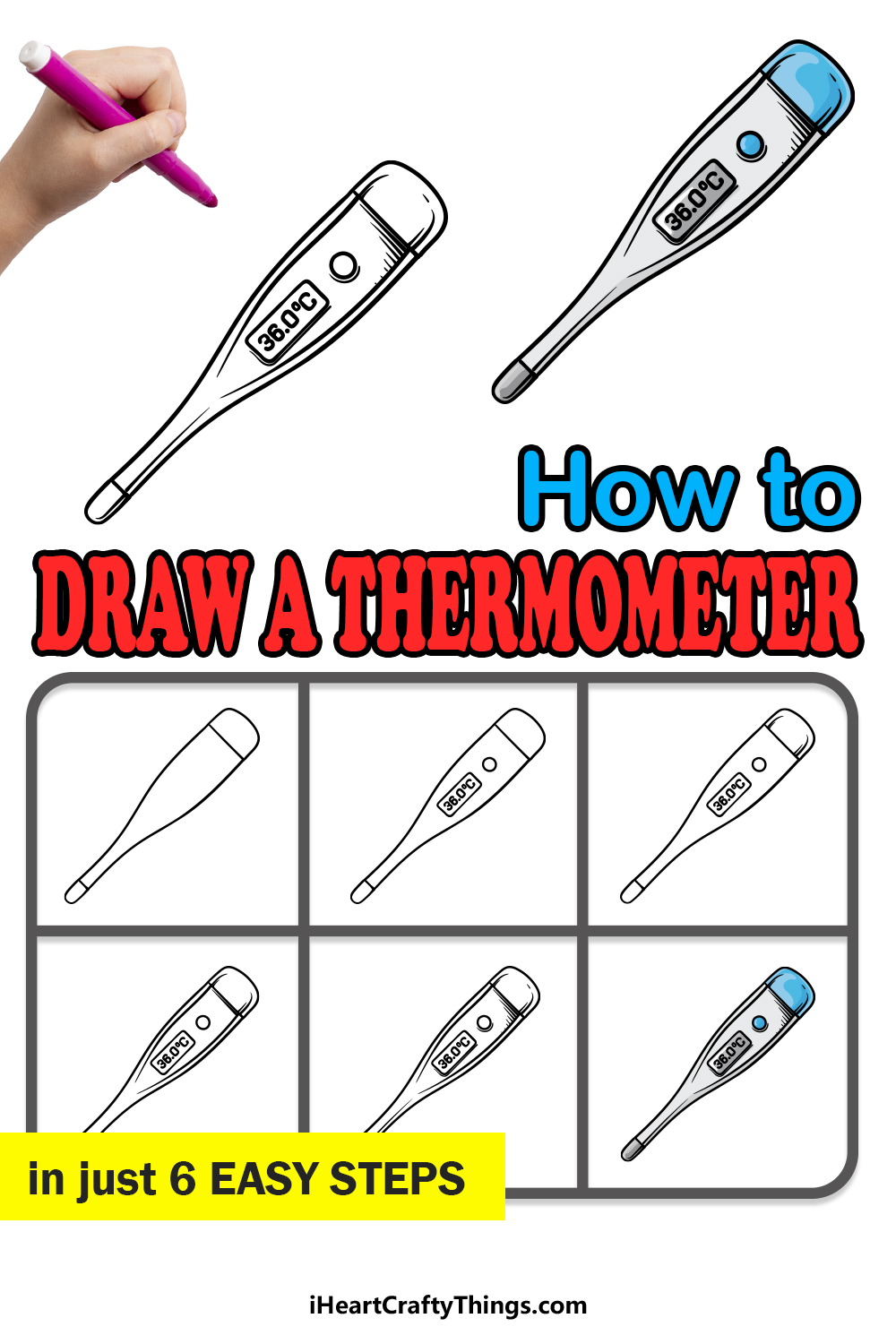 How To Draw A Thermometer   Thermometer Steps 