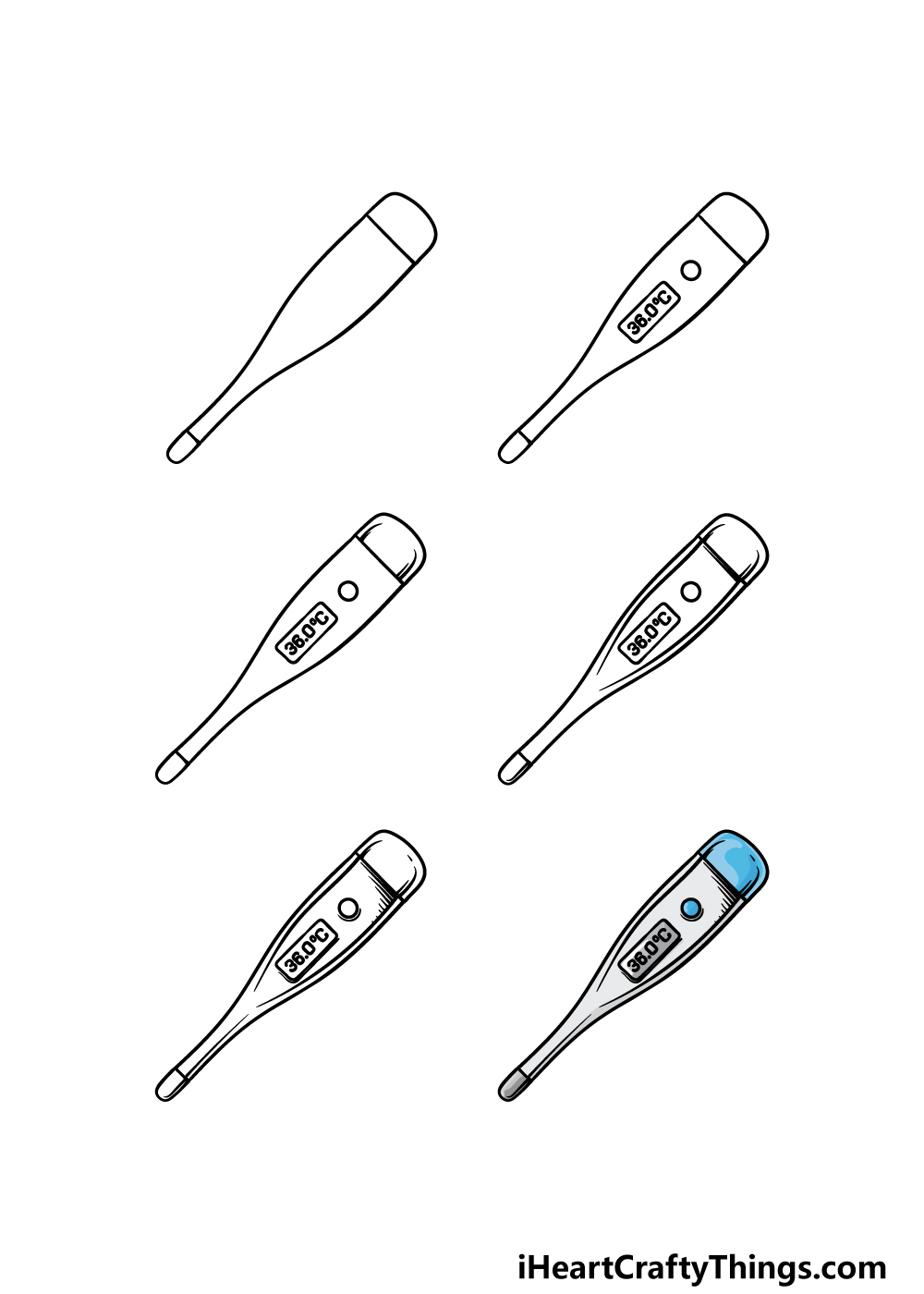 how to draw a thermometer in 6 steps