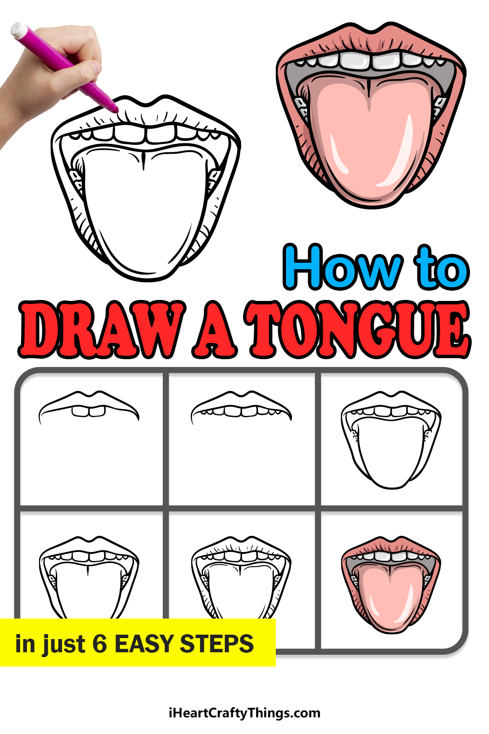 how to draw a tongue in 6 easy steps