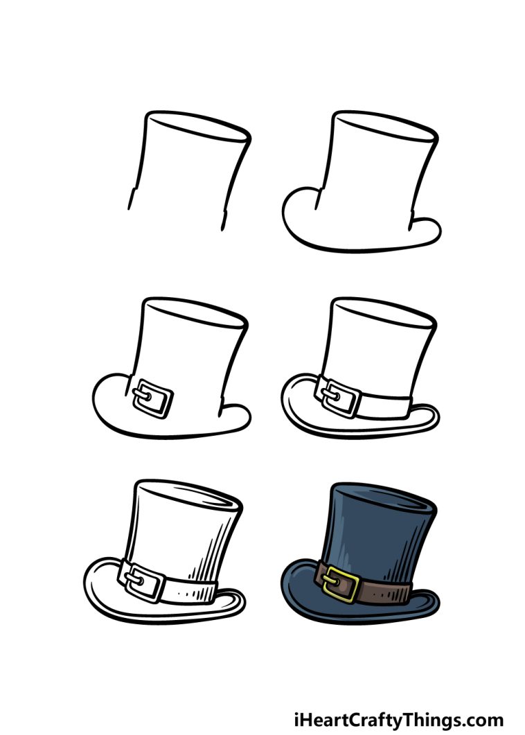 Top Hat Drawing - How To Draw A Top Hat Step By Step