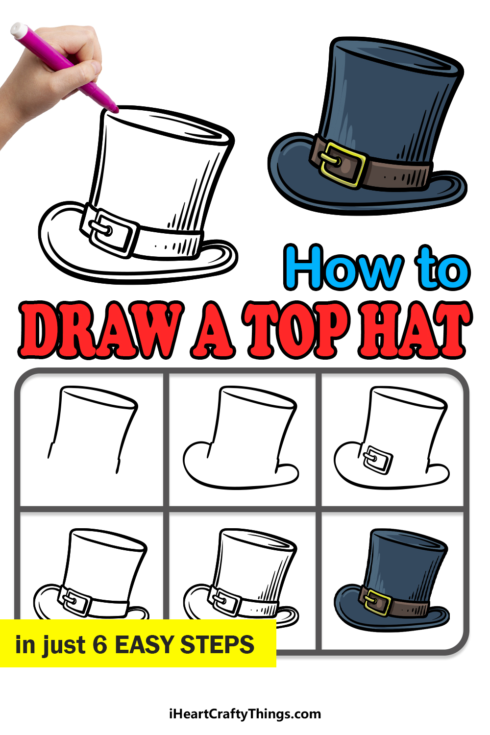 how to draw a top hat in 6 easy steps