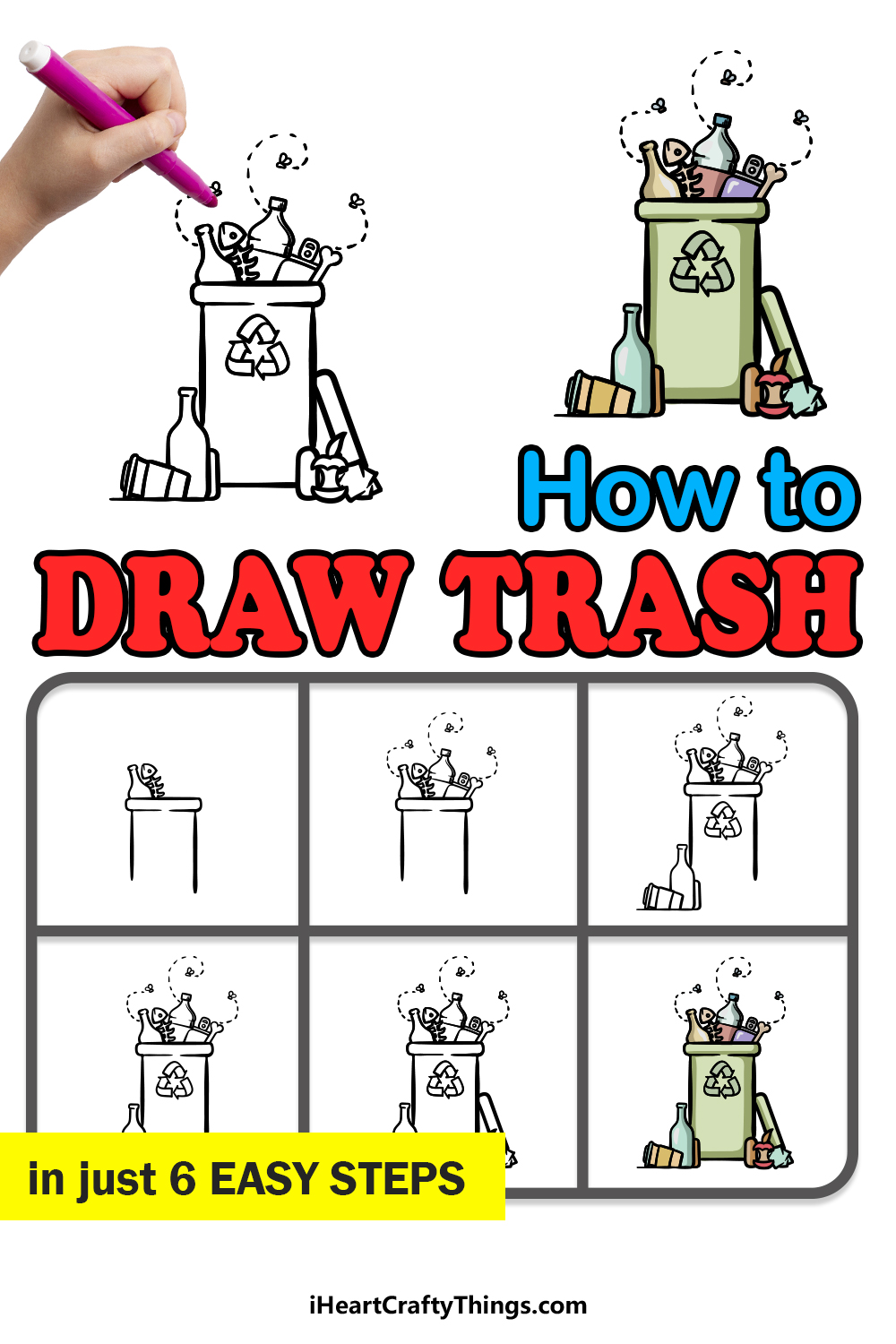 how to draw trash in 6 easy steps