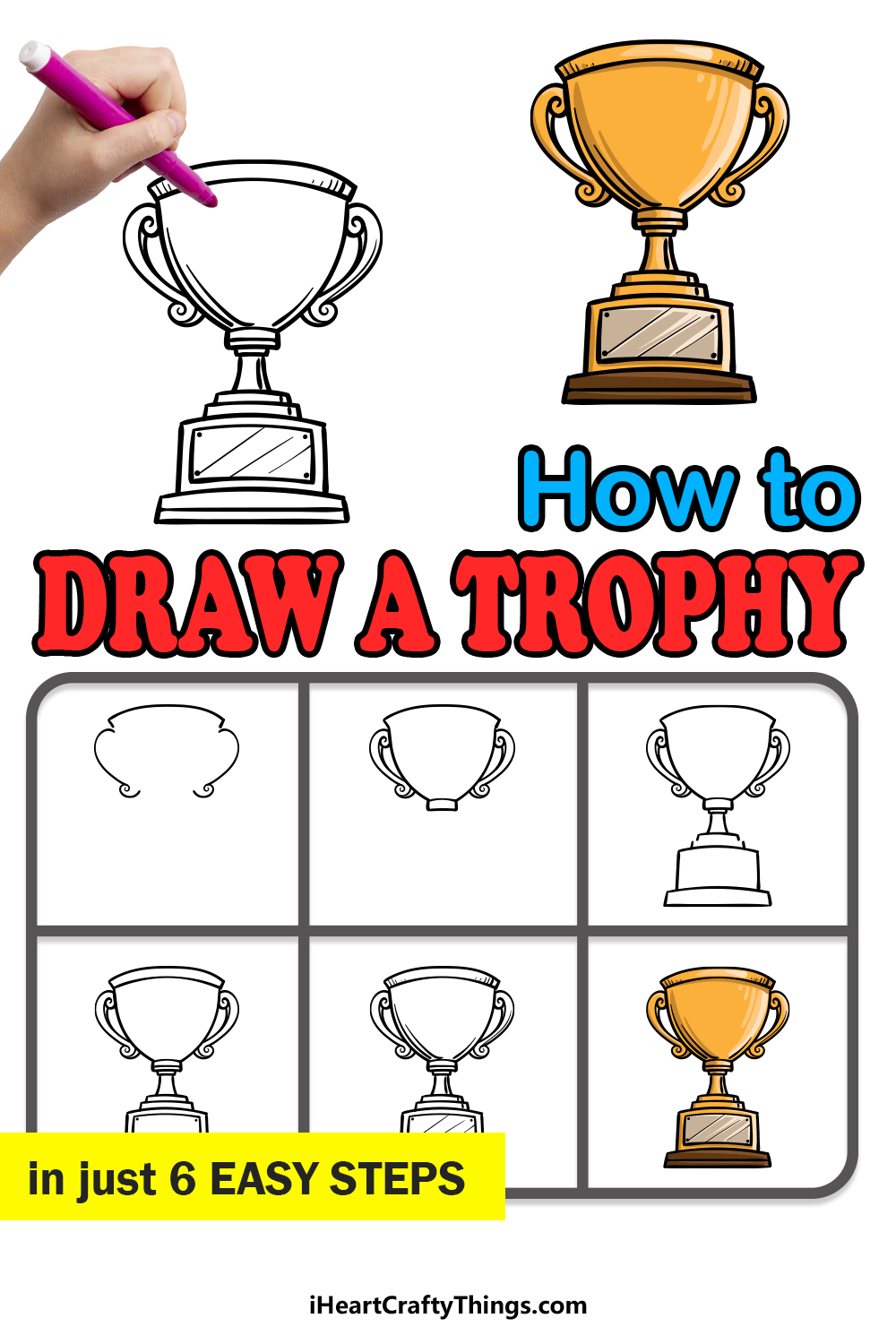 how to draw a trophy in 6 easy steps