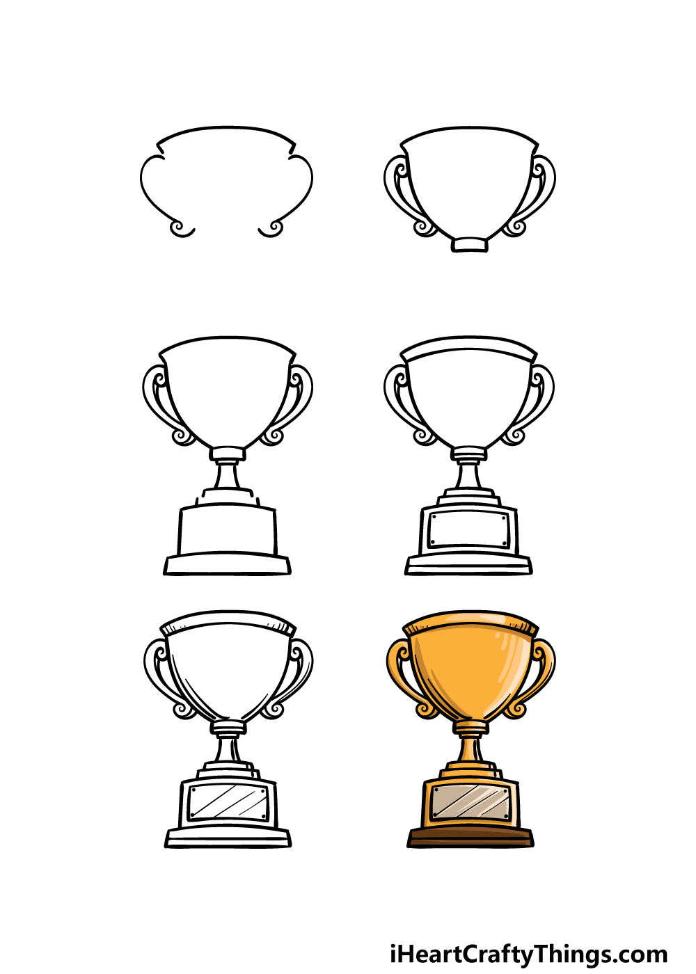 how to draw a trophy in 6 steps