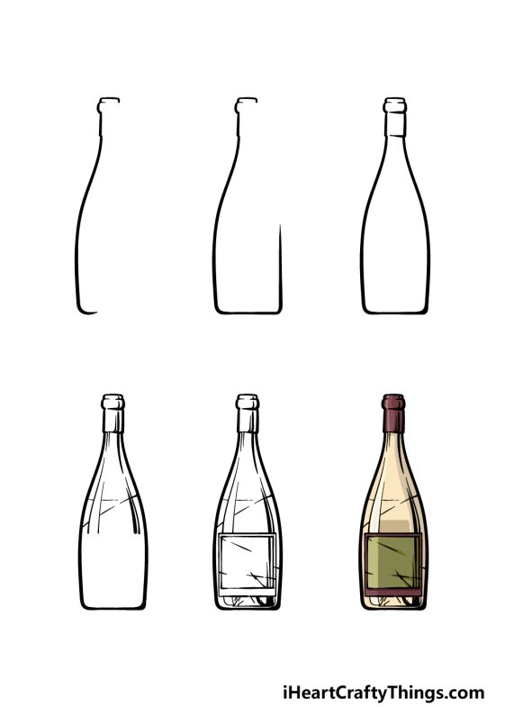 Wine Bottle Drawing How To Draw A Wine Bottle Step By Step