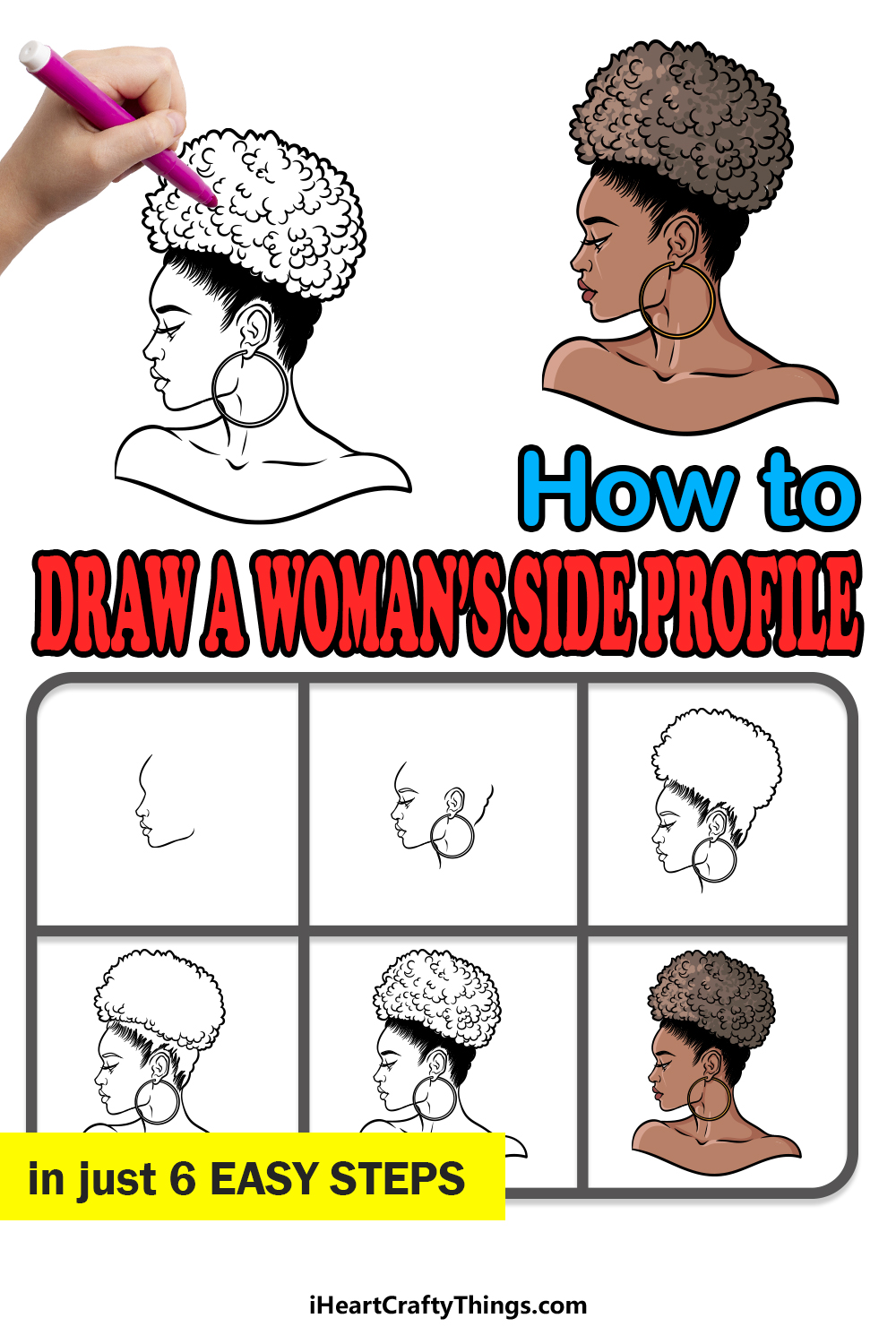how to draw a Woman’s Side Profile in 6 easy steps