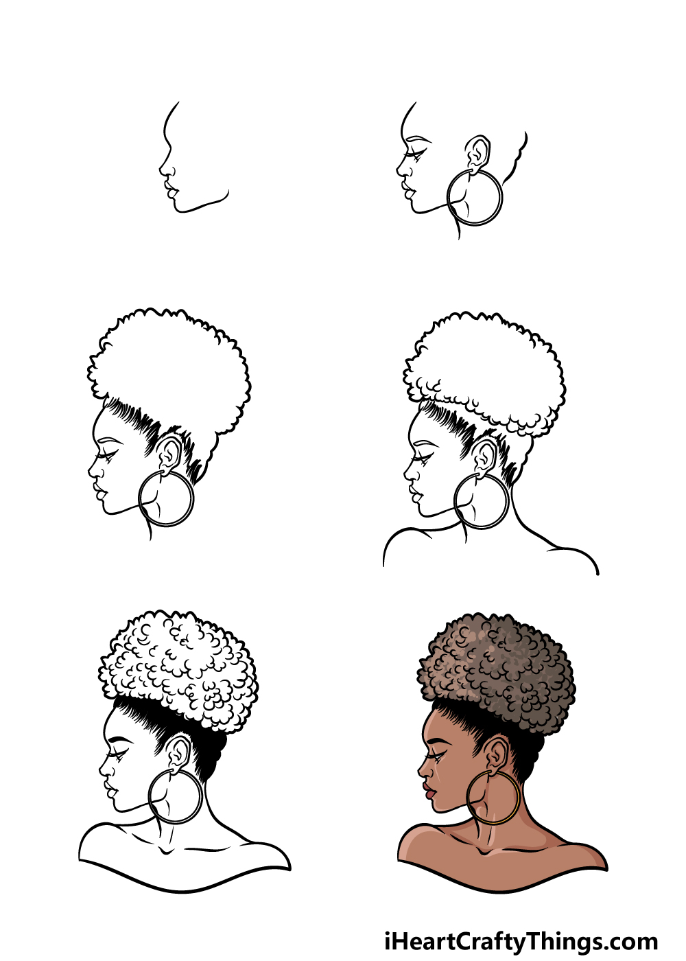 Black girl side profile drawing
